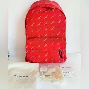 NWT Balenciaga Explorer Red Nylon Canvas Backpack –503221